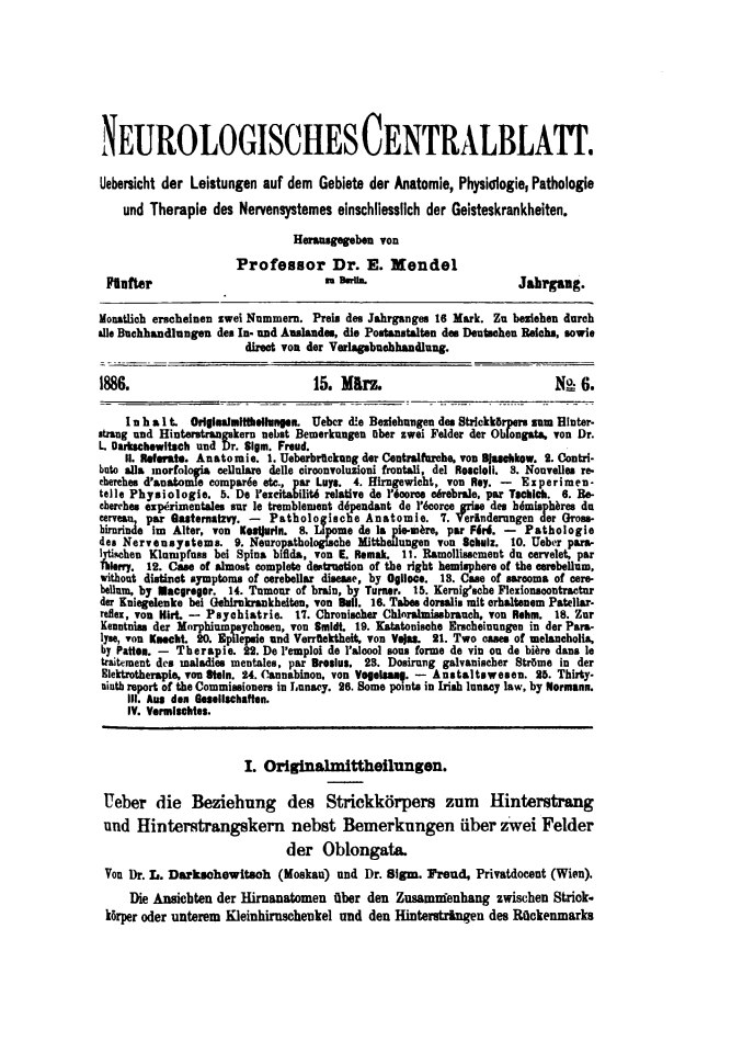 Neurologisches Centralblatt, Nr. 6, 1886, Band 5, 121